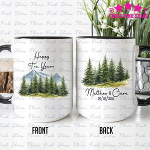 Personalized Happy Tin Years Mug, 10 Years Anniversary Mug, Customized Anniversary Gifts E7965