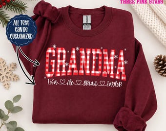 Personalized Grandma Sweatshirt/ Shirt, Custom Grandma Christmas with Kids Names Shirt E10740