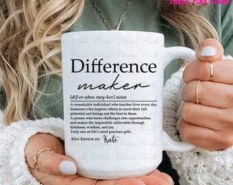 Gepersonaliseerde Difference Maker-mok, mentorwaarderingscadeau, leidercadeau, cadeau voor leraar, bedankje, vertrekcadeau E7907