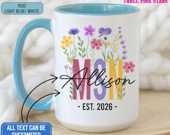 Taza personalizada de graduación de maestría en enfermería, regalo para graduados de maestría en enfermería, regalo para maestros de enfermería, taza de café personalizada para enfermeras E9740