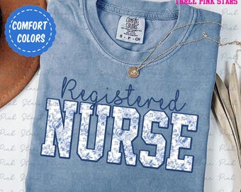 Toile Registered Nurse Comfort Colors Shirt, Floral RN Nurse Shirt, Nurse Appreciation Gift E6537
