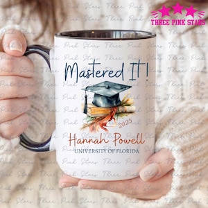 Mug personnalisé diplôme de maîtrise, cadeau de remise de diplôme universitaire, cadeau de remise de diplôme de maîtrise, cadeau de maîtrise E6585