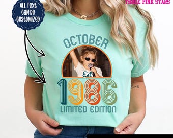 Personalized 1986 Birthday Photo Shirt/ Sweatshirt, Custom Retro 40th Birthday Shirt E10732