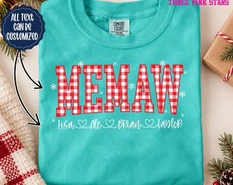 Personalized Memaw Christmas Sweatshirt/ Shirt, Custom Memaw with Kids Names Shirt E10737
