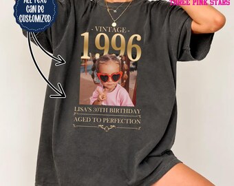 Personalized Vintage Photo Birthday Shirt/ Sweatshirt, Custom 1996 Birthday Shirt E10741