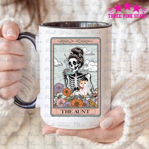 Die Tante Tarot Kartenbecher, Tante Geschenk, Frauen Skelett Becher E5896