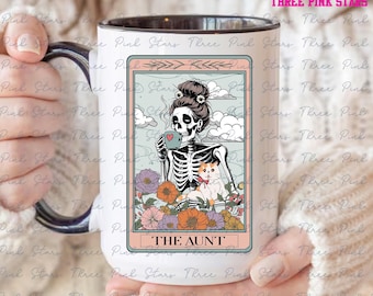 The Aunt Tarot Card Mug, Auntie Gift, Women Skeleton Mug E5896