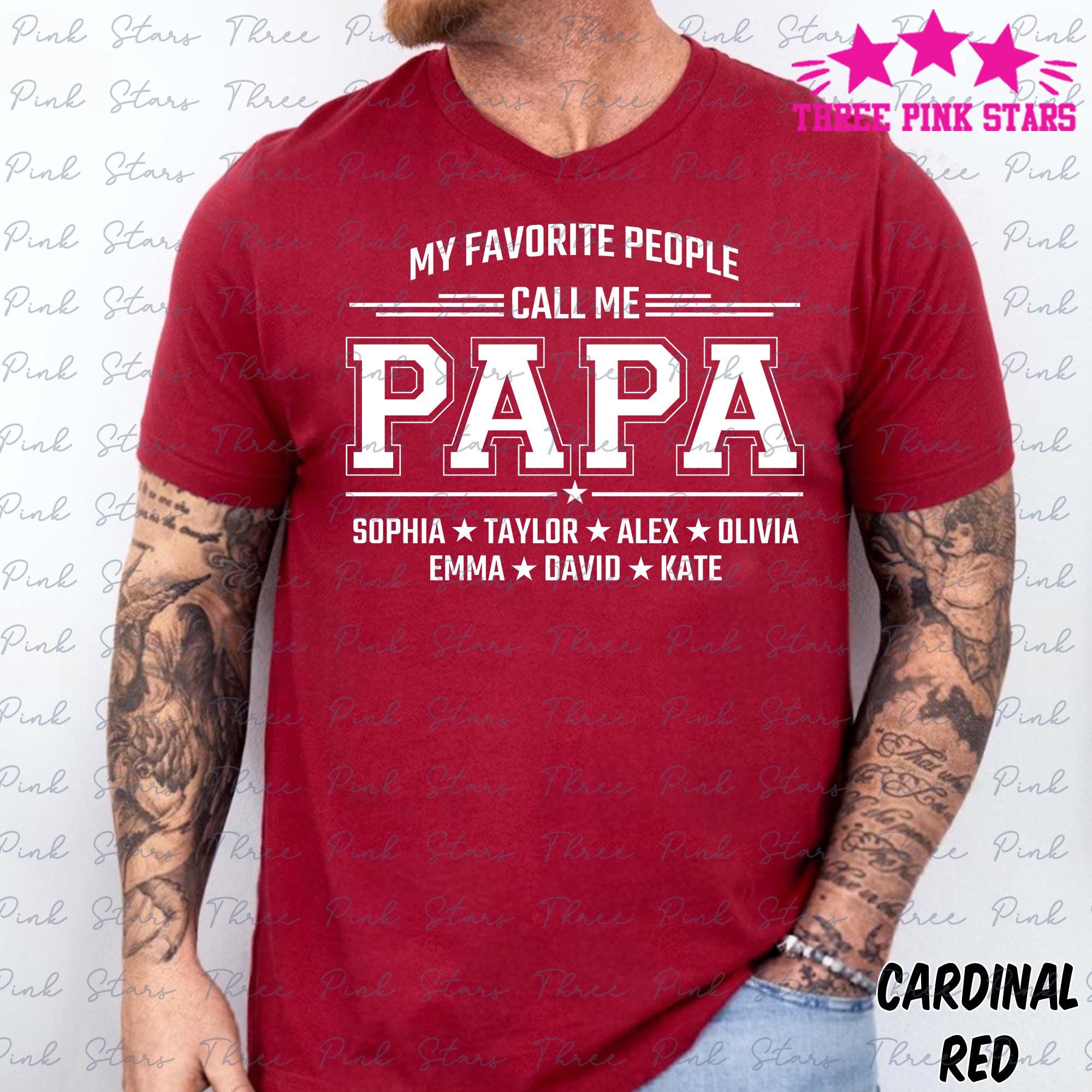 Personalized Papa Shirt, Custom Papa With Kids Names Shirt, My