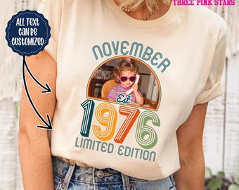 Personalized 1976 Birthday Photo Shirt/ Sweatshirt, Custom Retro 50th Birthday Shirt E10733