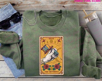 The Tattooist Tarot Card Sweatshirt, Tattoo Artist Sweatshirt, Gift for Tattoo Artist E5335