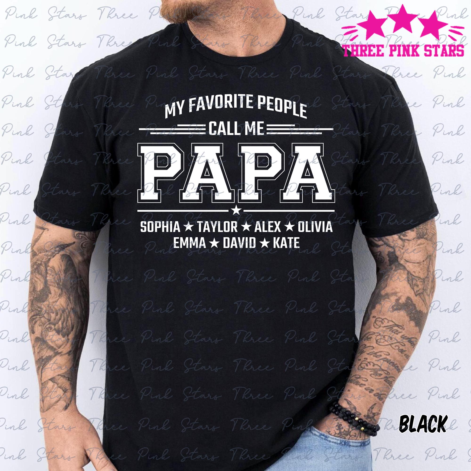 SYTD⭐️PAPA Personalized Papa Shirt, Custom Papa With Kids Names Shirt, My