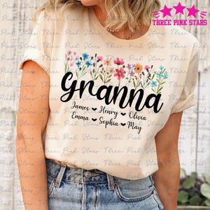 Personalized Granna Shirt, FLoral Granna Shirt, Custom Granna Shirt With Grandkids Names Gift, Gift for Granna E6444