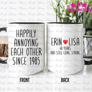 Personalized 40th Anniversary Mug, 40 Year Wedding Anniversary Gift, Custom Couple Mug, Happy 40 Year Ruby Mom Dad Parents E6513