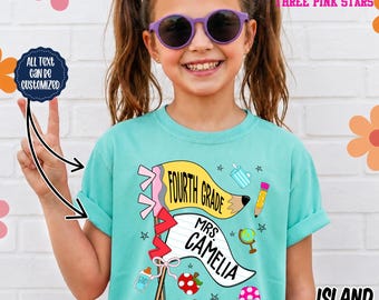 Personalized Fourth Grade Youth Shirt, Custom 4th Grade Name Kids Back To School T-Shirt E10369