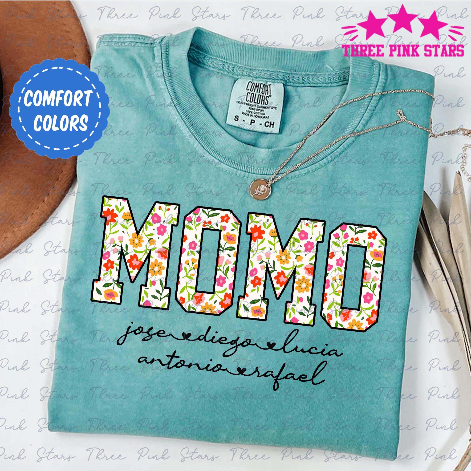 Personalized Momo Comfort Colors Shirt, Floral Momo Shirt, Momo