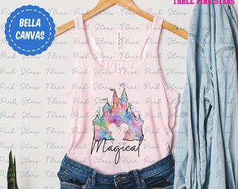 Watercolor Cinderella Castle Tank Top, Magical Castle Shirt, Princess Castle Tank Top E3670