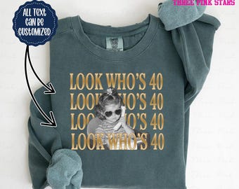 Personalized Vintage Photo Birthday Shirt/ Sweatshirt, Custom 40th Birthday Shirt E10750