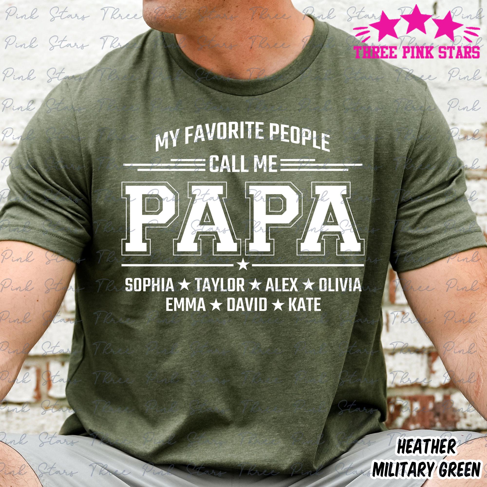 SYTD⭐️PAPA Personalized Papa Shirt, Custom Papa With Kids Names Shirt, My