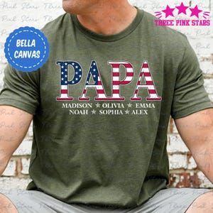 Camisa personalizada com a bandeira do papai, camisa com a bandeira americana dos EUA, camisa personalizada com o nome das crianças, presente para o papai E6762