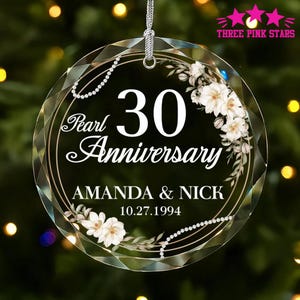 Personalized Pearl 30th Anniversary Glass Ornament, 30th Wedding Anniversary Gift OR047