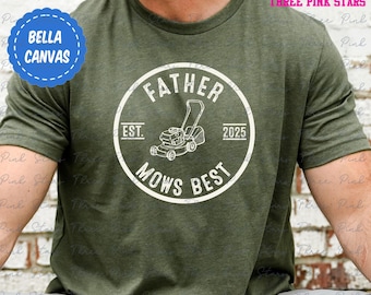 Father Mows Best Shirt, Funny Father&#39;s Day Gift, Vintage Lawn Mower Shirt, Custom Father Est Shirt, Gift for Dad Who Loves Lawn Care E6860