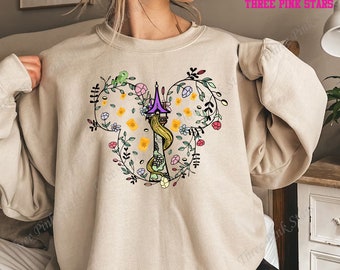 Verheddertes Sweatshirt, Rapunzels Turm Sweatshirt, Prinzessin Schloss Floral T-Shirt E3993