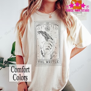 Maglietta da scrittore Comfort Colors, maglietta da autore, carta dei tarocchi dello scrittore, maglietta da giornalista, maglietta regalo per amanti della scrittura E4618