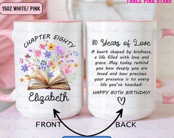 Personalized 80th Birthday Mug, Chapter Eighty Birthday Coffee Cup E8894