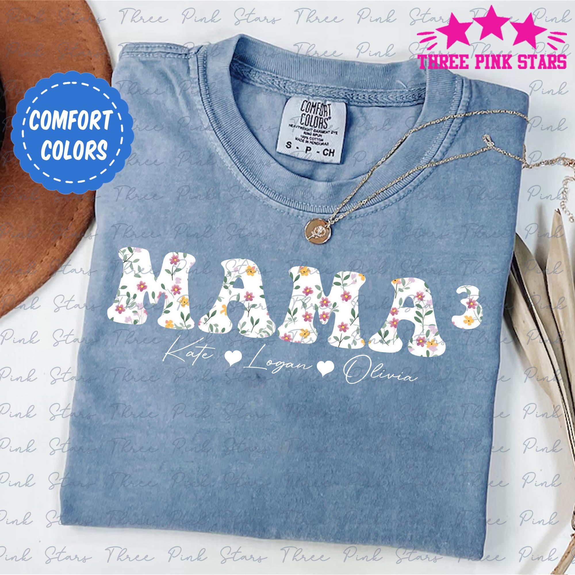 mama/3 Mama of 3 Comfort Colors Shirt, Personalized Mama of Three Shirt