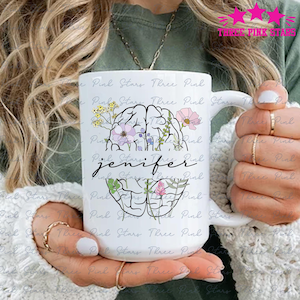 Taza de neurociencia personalizada, taza de café de enfermera de la UCI de neurología, regalo personalizado de médico del cerebro, regalo de neurobiología de neurología E5961