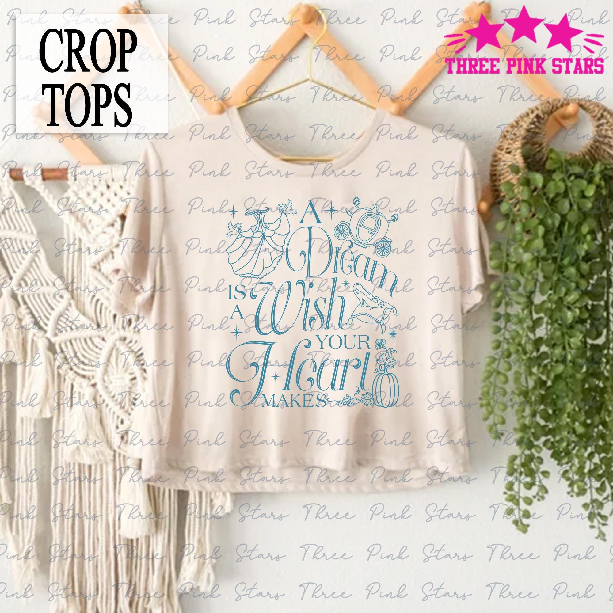 Cinderella Crop Top, A Dream is A Wish Your Heart Makes Crop Tee