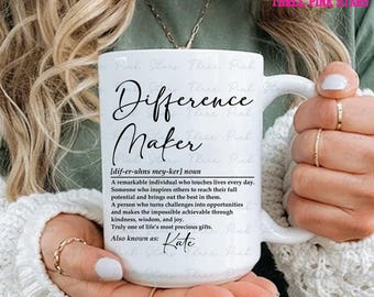 Personalized Difference Maker Mug, Mentor Appreciation Gift, Leader Gift, Gift for Teacher, Thank You Gift, Leaving Gift