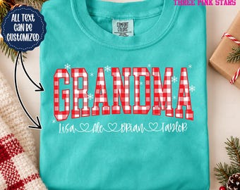 Personalized Grandma Christmas Sweatshirt/ Shirt, Custom Grandma with Kids Names Shirt E10740