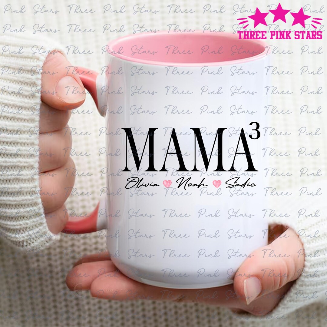 Three Mama Unity Personalized Mama of 3 Mug, Mom of Three Mug, Mama of Three Gift ...