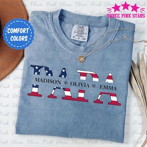 Camisa personalizada com cores confortáveis da bandeira do Papa, camisa com bandeira americana dos EUA do Papa, camisa personalizada do Papa com nomes de crianças, presente para o Papa E6461