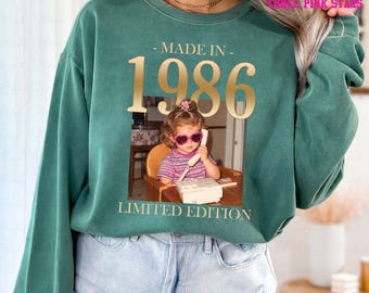 Personalized Vintage Birthday Photo Shirt/ Sweatshirt, Custom 1986 Birthday Shirt E10743