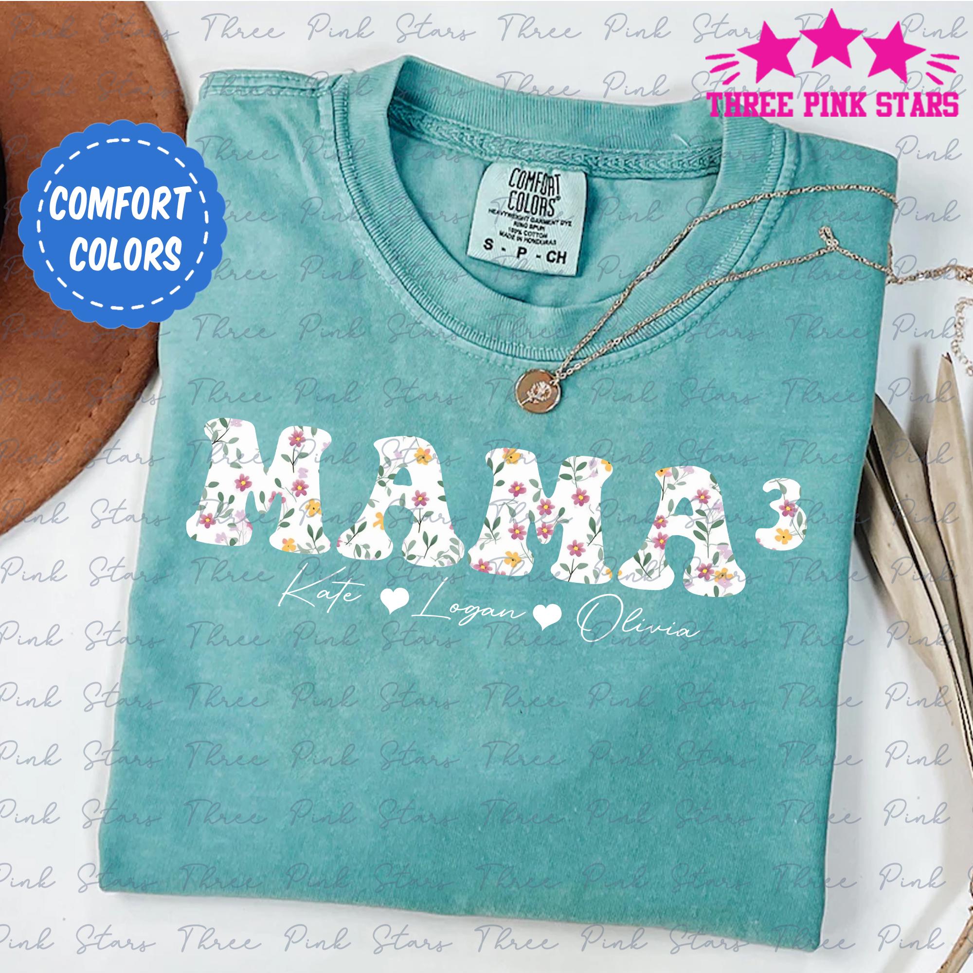 Mama of 3 Comfort Colors Shirt, Personalized Mama of Three Shirt