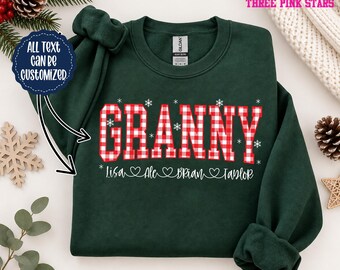 Personalized Granny Sweatshirt/ Shirt, Custom Granny Christmas with Kids Names Shirt E10738