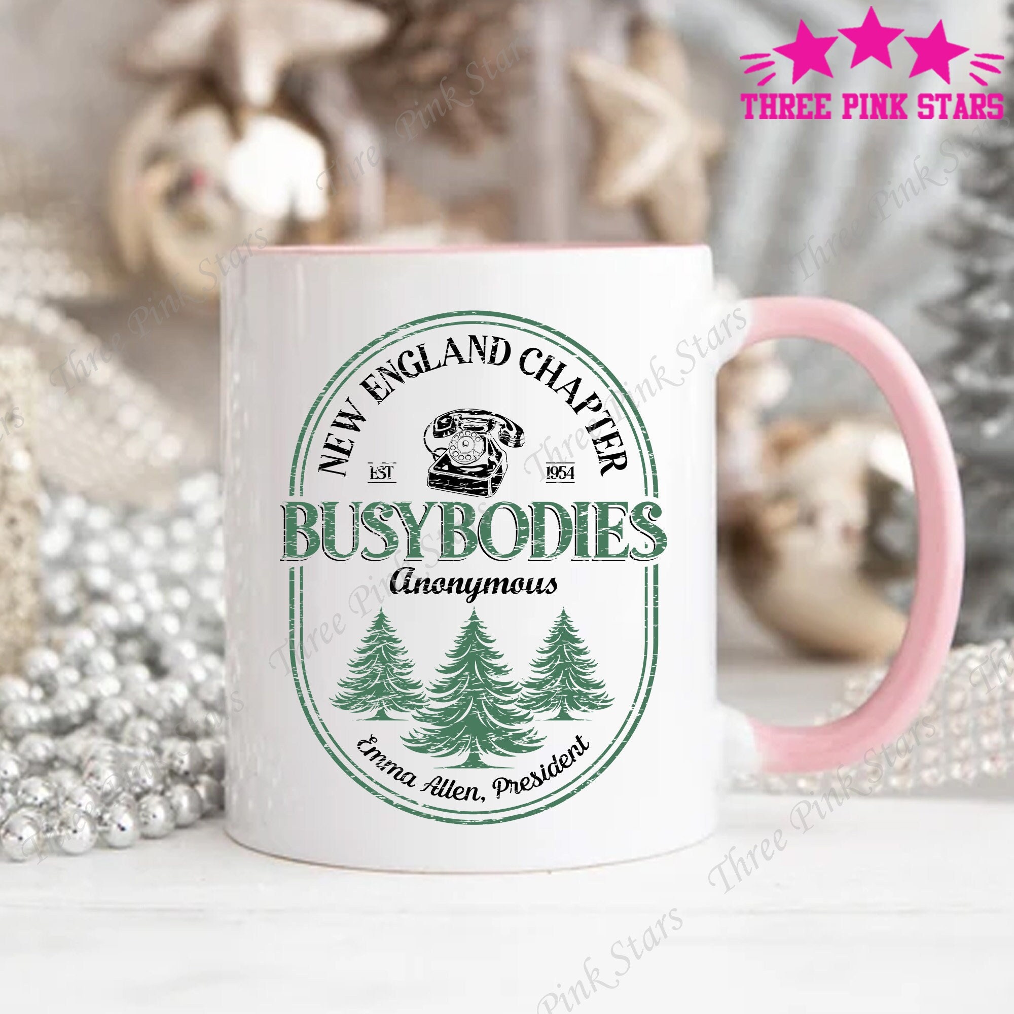 Busybodies Anonymous Mug, White Christmas Mug, Christmas Movie Mug
