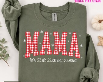 Personalized Mama Sweatshirt/ Shirt, Custom Mama Christmas with Kids Names Shirt E10735