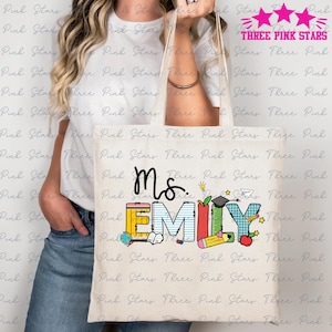 Sac fourre-tout personnalisé avec nom d'enseignant, cadeau personnalisé pour enseignant, cartable de rentrée, sac fourre-tout équipe enseignante E6994