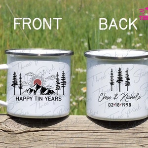 Personalisierter Zinnjahr-Jubiläumsbecher, glückliche Zinn-Jahre-Lagerbecher, 10. Hochzeitsfeier-Schale, 10-jähriges Jubiläumsgeschenk E5302