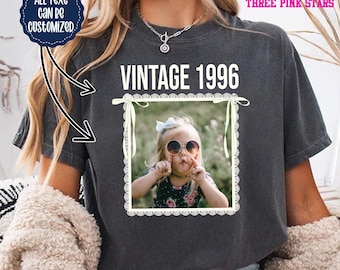 Personalized Vintage Photo And Year Shirt, Custom Picture Birthday Shirt, 30th Birthday Gift, 40th Birthday Gift E10389