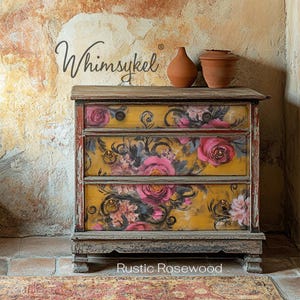 Large Furniture Decoupage Paper RUSTIC ROSEWOOD | Whimsykel Tissue Paper, 21x29 - Floral Pattern Background Design