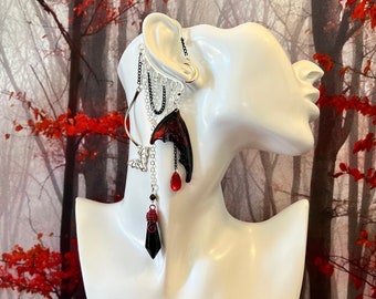 Limited Edition - Vampire Bat Wing ear cuff wrap, bat wing headpiece, gothic ear cuff, no piercing earrings, Halloween ear cuff, bat cosplay