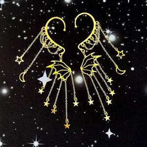 Stardust Dragon Wing Ear Cuff: Whimsigoth No Piercing Earring, Renaissance Fair Costume Jewelry