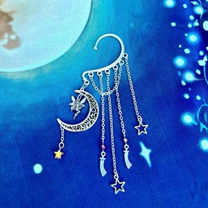 Luna Fairy ear cuff wrap, no piercing earring fairy ear cuff, moon fairy ear wrap fairy headpiece, fairy festival jewelry, fairycore jewelry