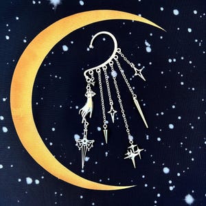 Soteria - Protection Goddess Ear Cuff, No Piercing Earring, Gothic Spike Jewelry, Sword Charm