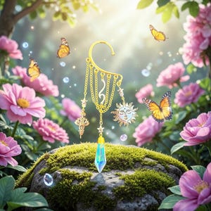 Kristall Sonnengöttin Ohrmanschette: Nicht durchbohrte himmlische Ohr wickeln