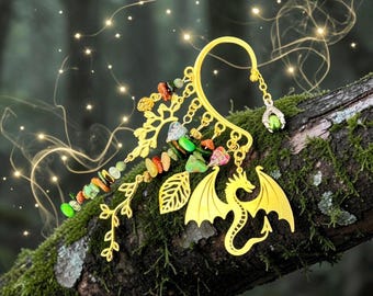 Pendiente de oreja Dragón del Bosque Dorado: Colgante de piedra preciosa, tocado sin perforación, joyería de feria renacentista